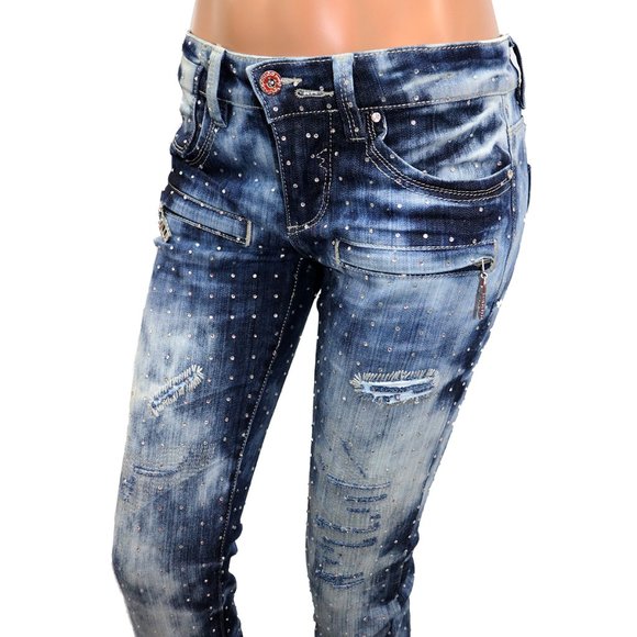 PARASUCO Legend Glitter Rhinestone Skinny Jeans 26 - Picture 1 of 8
